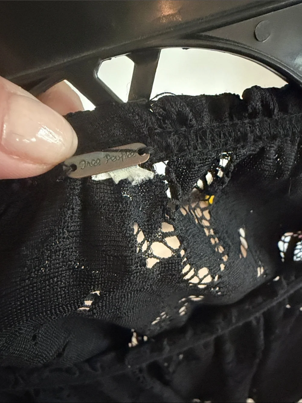 Free People Black Lace Top with Sheer Insets